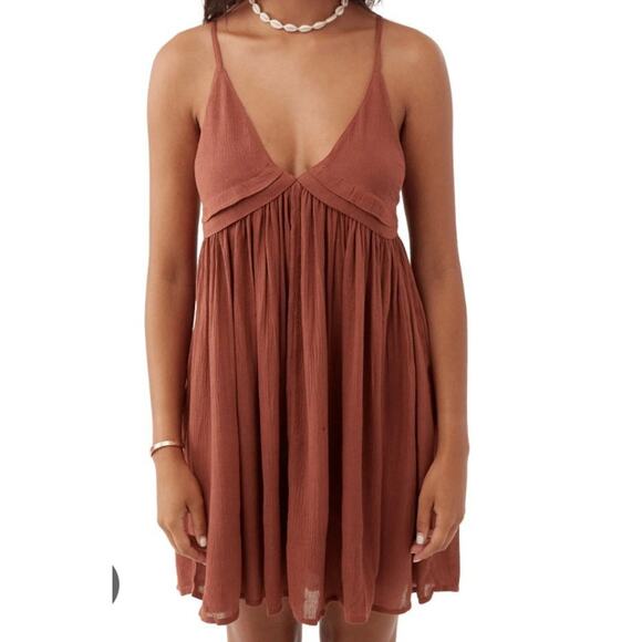 NEW O'Neill Saltwater Solids‎ Avery Cover Up Dress Rustic Brown M - Picture 1 of 12